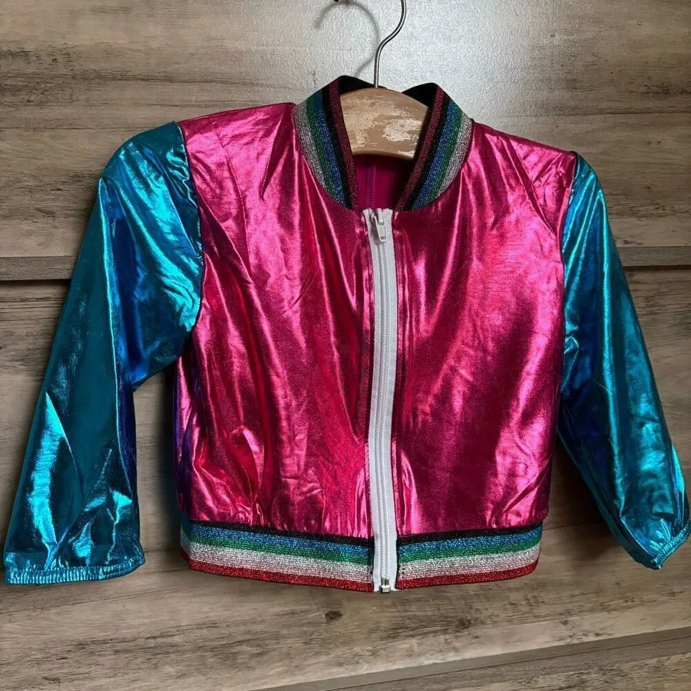 Weissman 11818 Pink Blue Metallic Zipper Jacket Jazz Hip Hop Acro Dance Recital